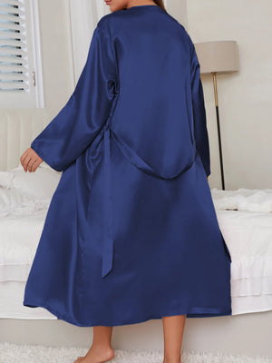Elegant Mulberry Silk-Inspired 2-Piece Robe & Slip Dress Set