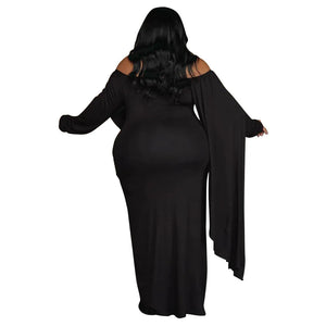 Classy Long Sleeve Off Shoulder Plus Size Dress