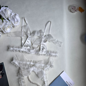 High-end Luxury Open Bra + Thong Beading Luxury Intimate Set