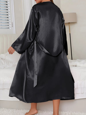 Elegant Mulberry Silk-Inspired 2-Piece Robe & Slip Dress Set