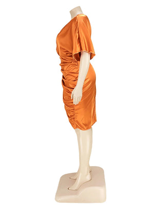 Curvy One-Shoulder Satin Dress – Elegant Plus Size Gown for Special Occasions