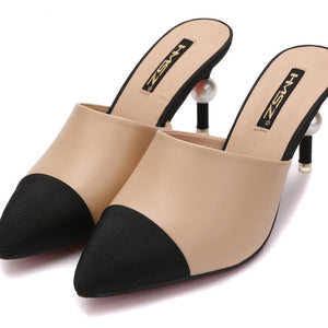 High-end Splicing Leather Luxury Comfortable High Heels