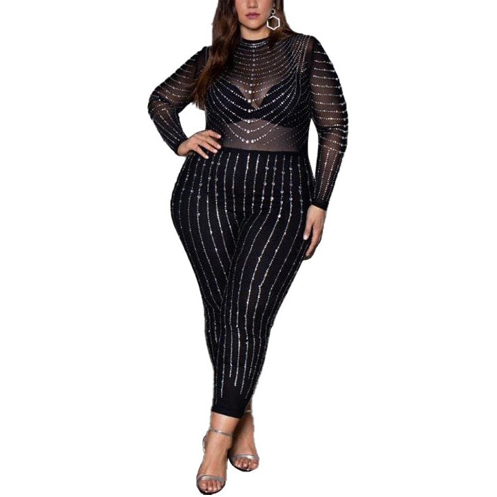 Classy Plus Size Full Sleeve See Through Elegant Outfit