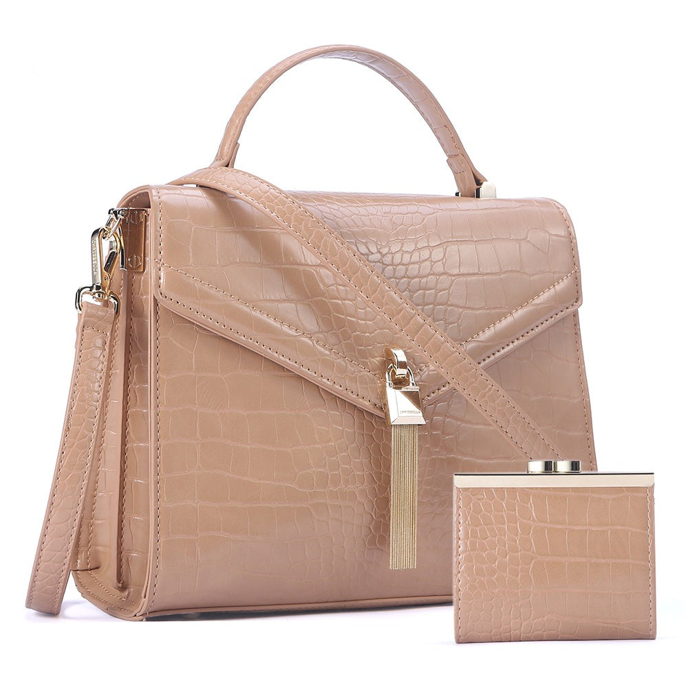 High-end Leather Large Shoulder Handbag + Mini Purse Hand Set