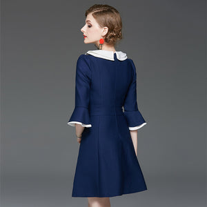 High-End Peter Pan Collar Med Length Dress