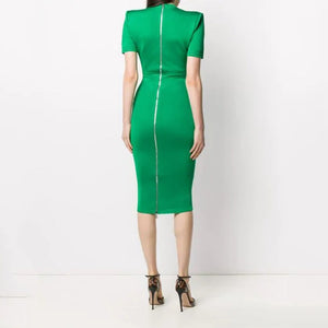 High-end Green European Skinny Straight Dress
