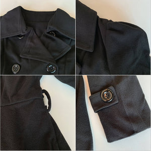 Classy Wool Double Breasted Belt Slim Vintage Coat