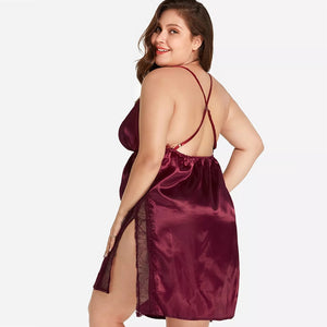 Plus Size High-Quality V-Neck Lace Backless Lingerie