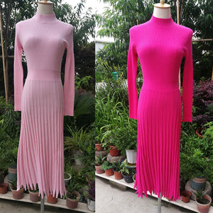 High-end Pleated Retro A-Line Sweater Dress