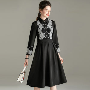 High-Fashion Lace A-Line Long Sleeve Peter Pan Dress