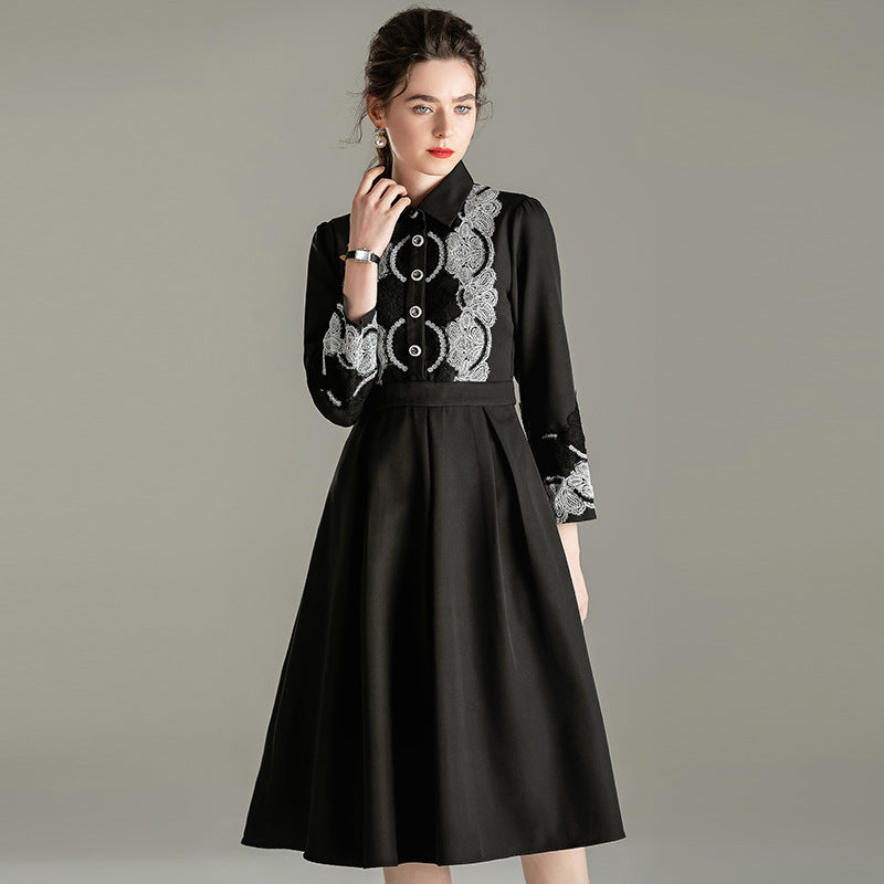 High-Fashion Lace A-Line Long Sleeve Peter Pan Dress