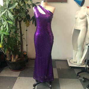 Luxury One Shoulder Tight Bling Sexy Long Dress