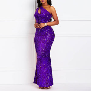 Luxury One Shoulder Tight Bling Sexy Long Dress