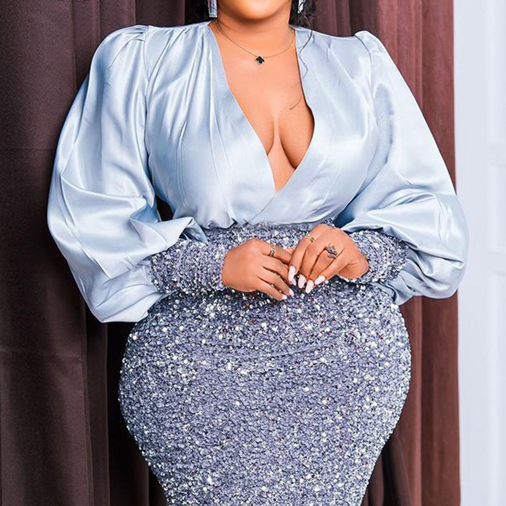 Plus Size High Waist Celebrity Floor Length Dress