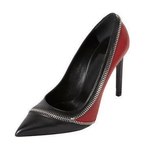 Classy Zipped Pointy Toe Thin %100 Genuine Leather High Heels