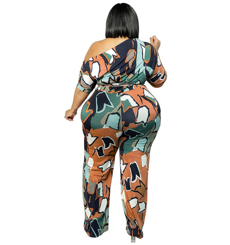Waist Style: Mid Type: Jumpsuits / Romper Thickness: Standard Style: Classy, Fashion, Elegant  Pattern: Print Design Material: Polyester Clothing Length: Long Fit Style: Regular Fabric Content: 71%  - 80% (Inclusive) Fabric: Polyester Decoration: Belt Size: XL, 2XL, 3XL, 4XL, 5XL     