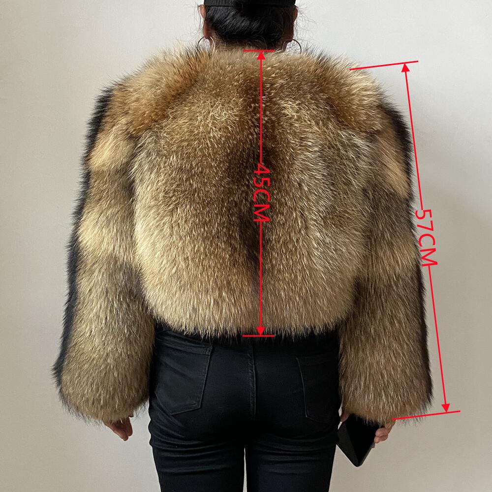 Real Natural Fur Fashion Round Neck Warm Coat