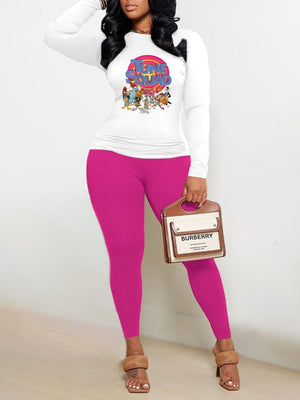 Plus Size Letter 2 Piece Relaxed Outfit Set