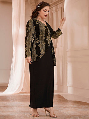 Plus Size Elegant Long Sleeve Designer Dress