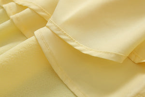 High-end Satin Yellow Long Sleeve Dress