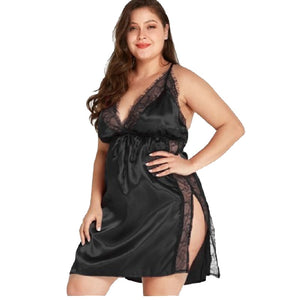 Plus Size High-Quality V-Neck Lace Backless Lingerie