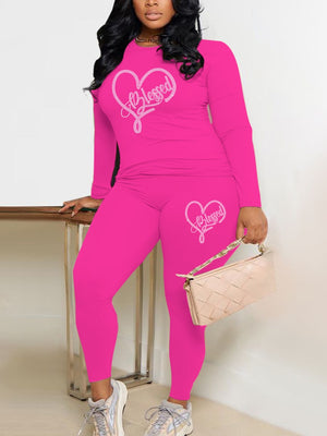 Plus Size Letter 2 Piece Relaxed Outfit Set