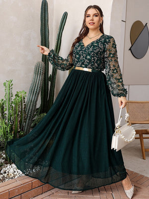 Plus Size Luxury Long Sleeve Turkish Dress