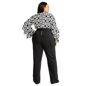 The Elegant Plus Size Jumpsuit Flare Sleeve One Piece Outfit comes in 1 Color/Design, sizes from XL - to 5XL also great to add to your High-end, Luxury, Elegant, Classy Outfit Collection. 