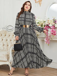 Plus Size High-end Long Sleeve Designer Dress