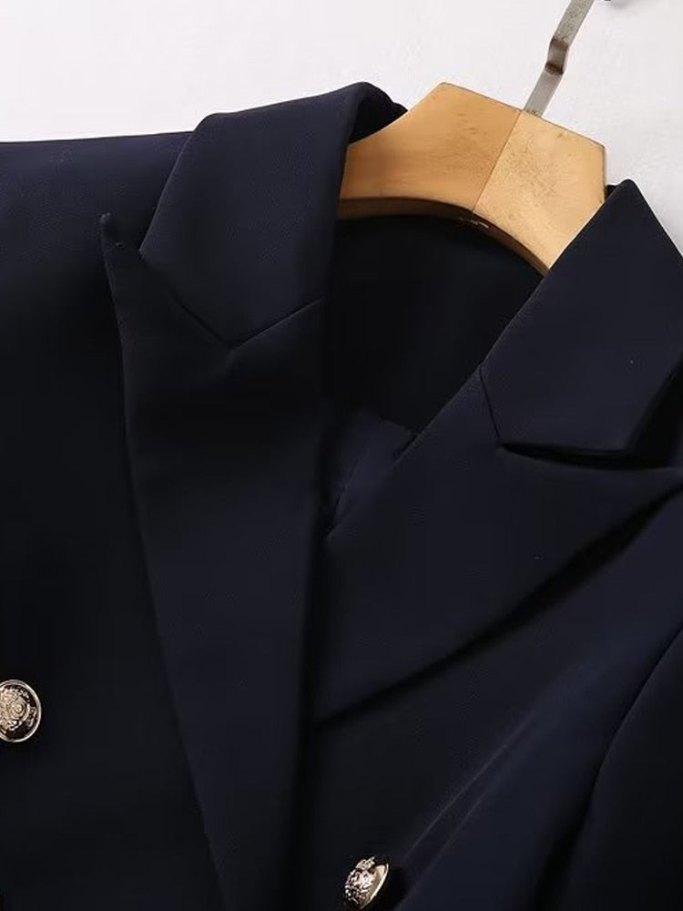 Luxury Long Sleeve Jacket + Pencil Vintage Suit Set