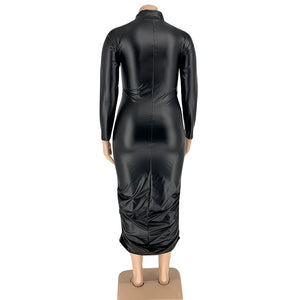High-end Leather Plus Size Stretched Dress