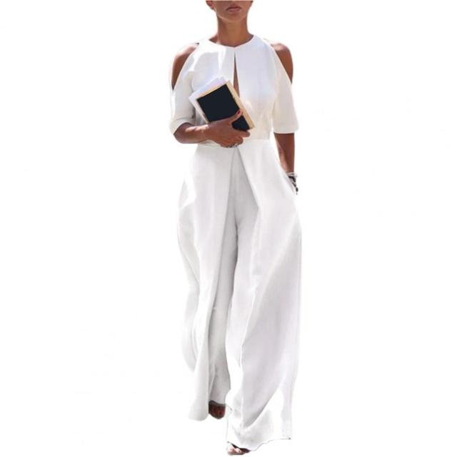 The Classy Half Sleeve Wide Leg Jumpsuit comes in a few Different Colors, Sizes are from Medium - 4XL also great to add to your High-end, Elegant, High-end, Classy Romper Collection.