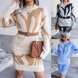 Luxury Long Sleeve Designer Knitted Dress