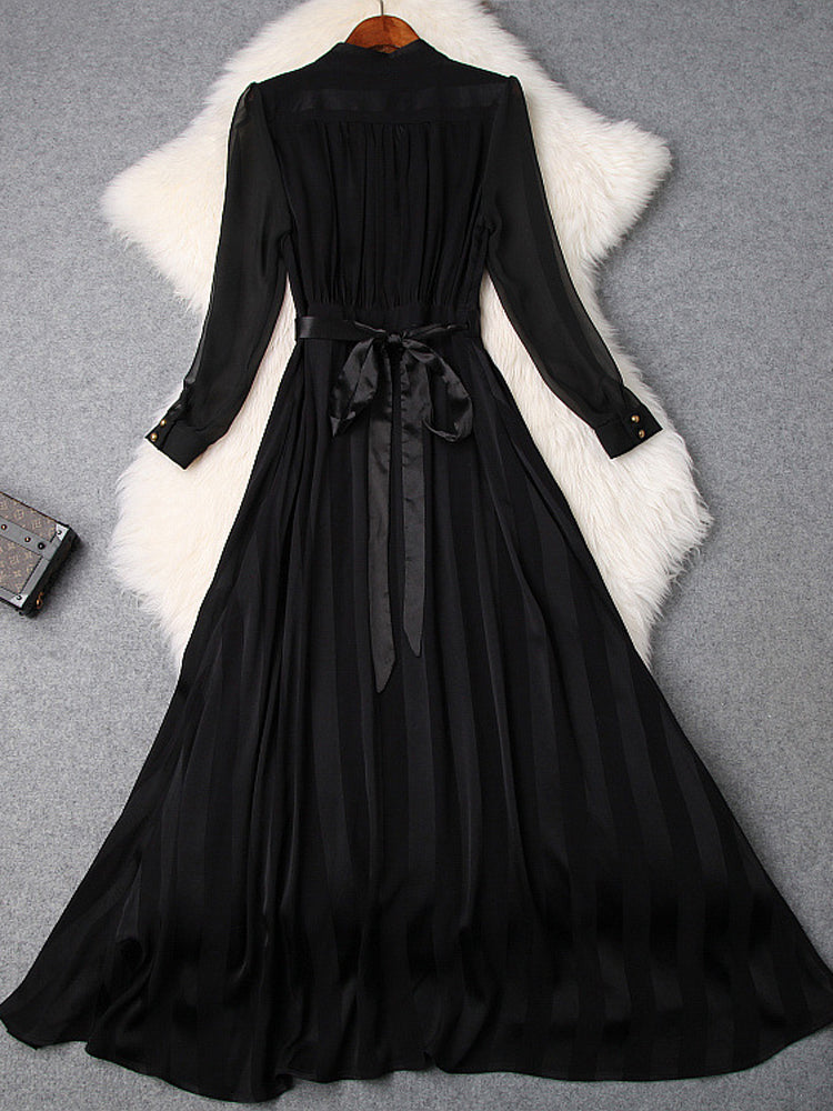 Designer Long Sleeve Black Elegant Dress