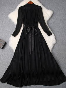 Designer Long Sleeve Black Elegant Dress