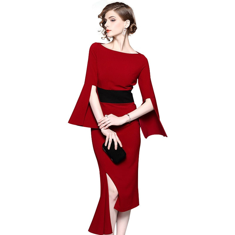 High-end Red Banquet Classy Dress