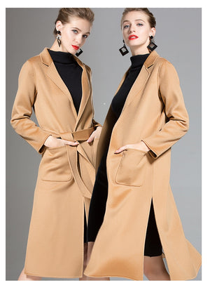 High-end European Cashmere/Wool Double Sided Long Winter Coat