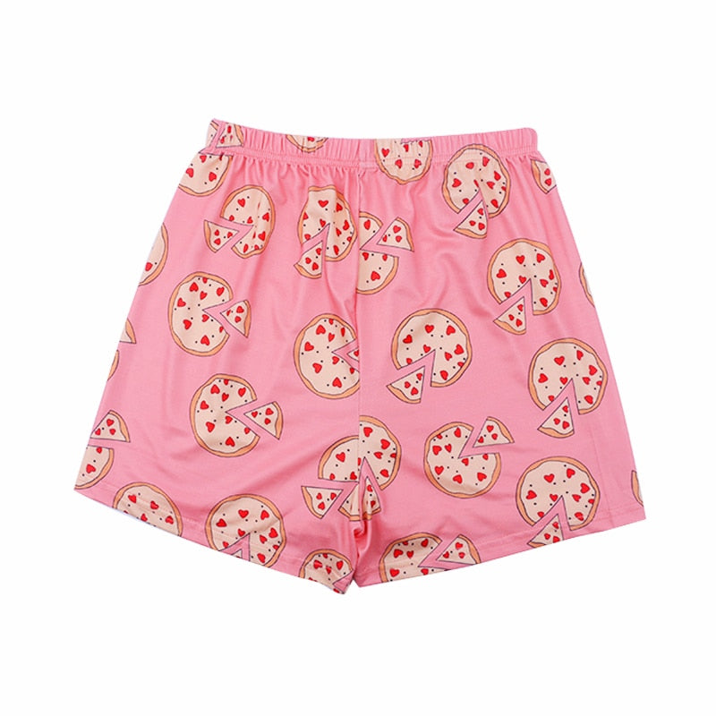 Short Sleeve Crop Top + Shorts Pizza Pattern Pajamas