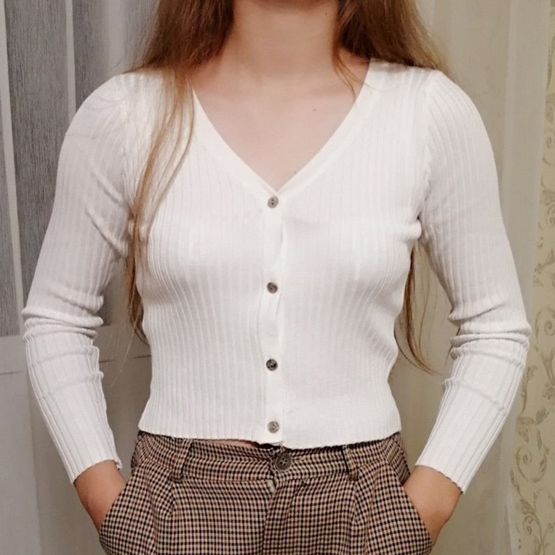 Sexy Button Knitted Cardigan Sweater