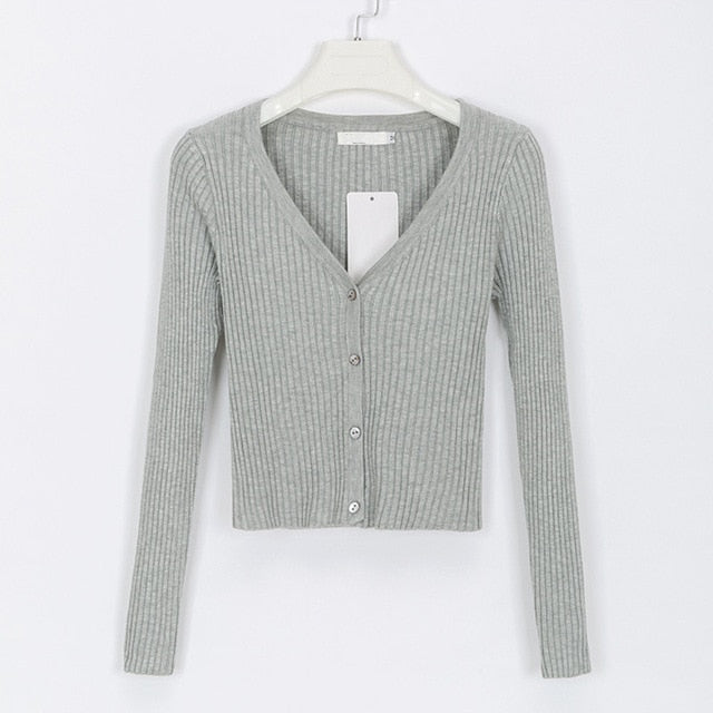 Sexy Button Knitted Cardigan Sweater