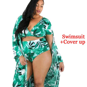 Plus Size Floral Bathing Suit Set