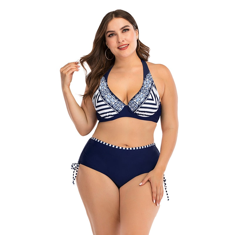 Thick Plus Size Plunging Bikini Set