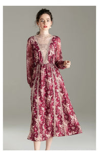 High-end O-Neck Bubble Sleeve Lace Palace Dress