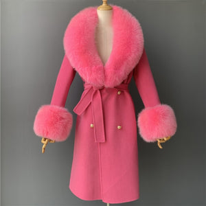 High-end Double-Faced Cashmere Long Wool Fox Fur Coat - GORGEOUS 271, LLC 