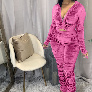 Elegant Velvet Two Piece Joggers Sweat Suit - GORGEOUS 271, LLC 