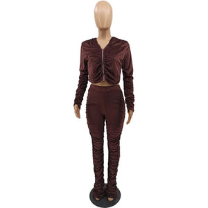 Elegant Velvet Two Piece Joggers Sweat Suit - GORGEOUS 271, LLC 