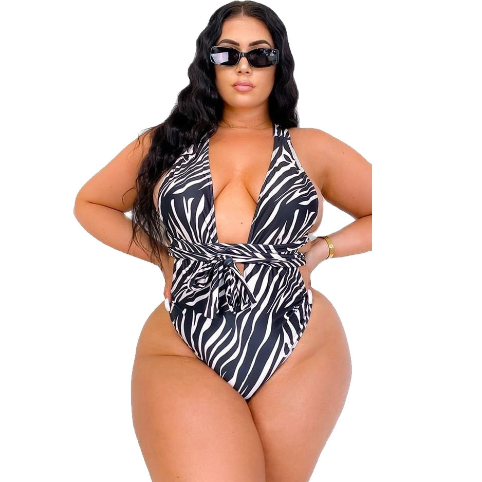 Plus Size Plunge One Piece Bikini