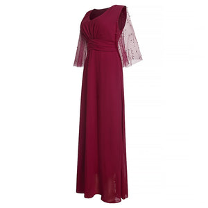Luxury Flare Sleeve High Waist Floor Length Dress - GORGEOUS 271, LLC 