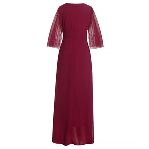 Luxury Flare Sleeve High Waist Floor Length Dress - GORGEOUS 271, LLC 