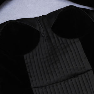 High-end Long-Sleeved Velvet Black Elegant Tight-Fitting Dress - GORGEOUS 271, LLC 